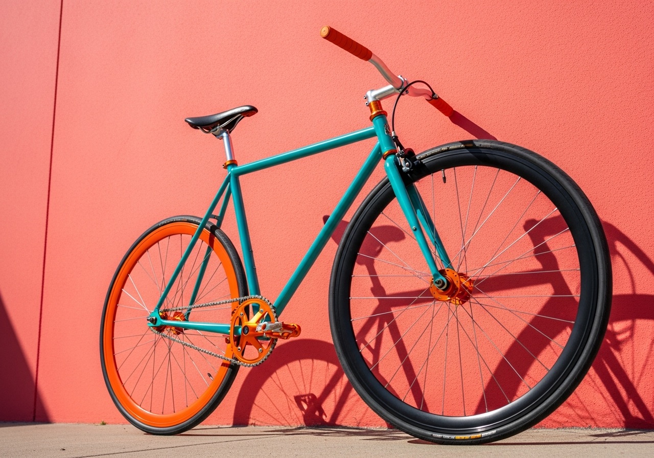 A racing bike leaning against a sunlit wall